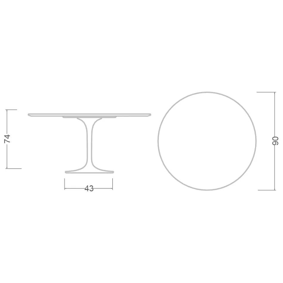 Tulip Table Eero Saarinen H 73 Round Ceramic Morpheus Made in Italy - Scarlet Viadurini