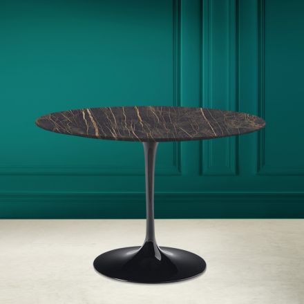 Tulip Table Eero Saarinen H 73 Round Ceramic Noir Desire Made in Italy - Scarlet Viadurini