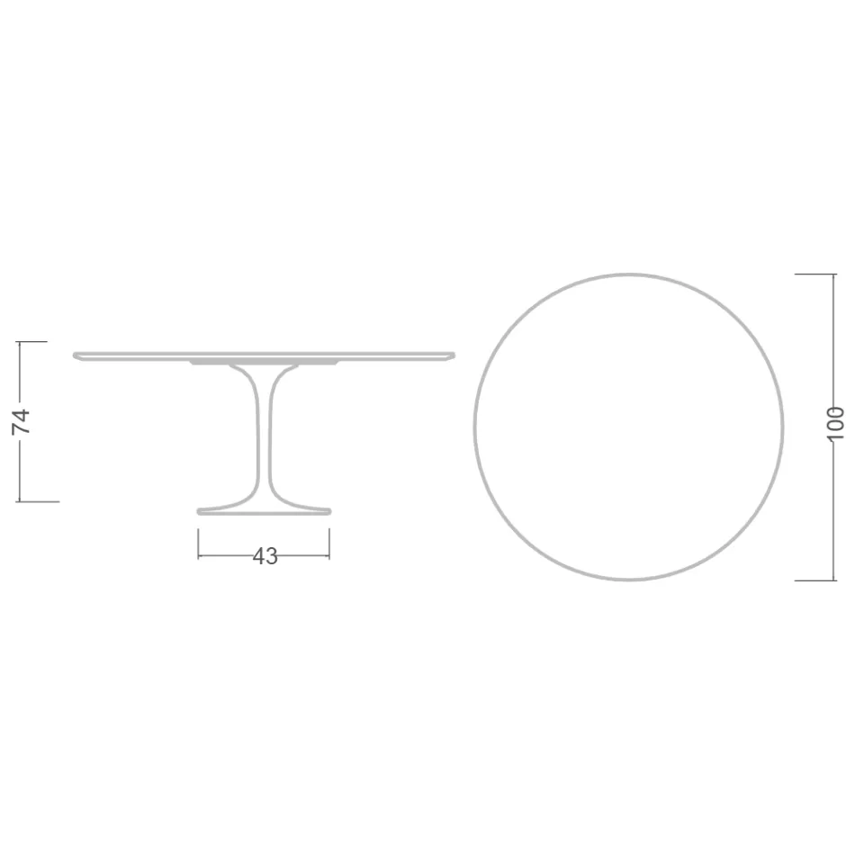 Tulip Table Eero Saarinen H 73 Round Ceramic Rem Made in Italy - Scarlet Viadurini