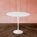Eero Saarinen H 74 Round Tulip Table in White Liquid Laminate Made in Italy - Scarlet