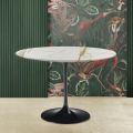 Eero Saarinen Tulip Table H 74 Round in Gold Calacatta Marble Made in Italy - Scarlet