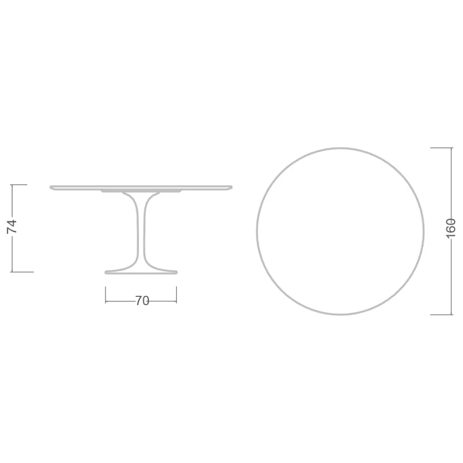 Tulip Table Eero Saarinen H 73 Round in Absolute Black Made in Italy - Scarlet Viadurini