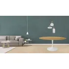 Tulip Table Eero Saarinen H 73 Round in Natural Oak Made in Italy - Scarlet Viadurini