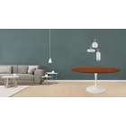 Tulip Table Eero Saarinen H 73 Round in Cherry Stained Oak Made in Italy - Scarlet Viadurini