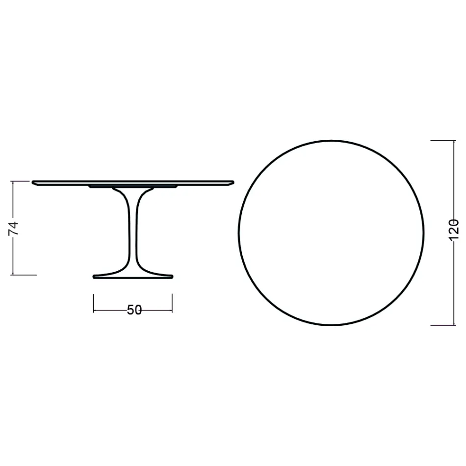Tulip Table Eero Saarinen H 73 Round in Cherry Stained Oak Made in Italy - Scarlet Viadurini