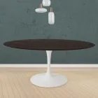 Tulip Table Eero Saarinen H 73 Round in Oak Stained Moka Made in Italy - Scarlet Viadurini
