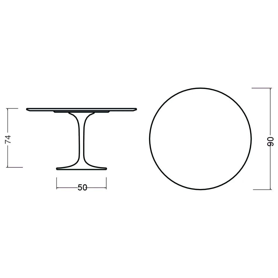 Tulip Table Eero Saarinen H 73 Round in Oak Stained Moka Made in Italy - Scarlet Viadurini