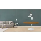 Eero Saarinen Tulip Table H 73 Round in Oak Stained Light Walnut Made in Italy - Scarlet Viadurini