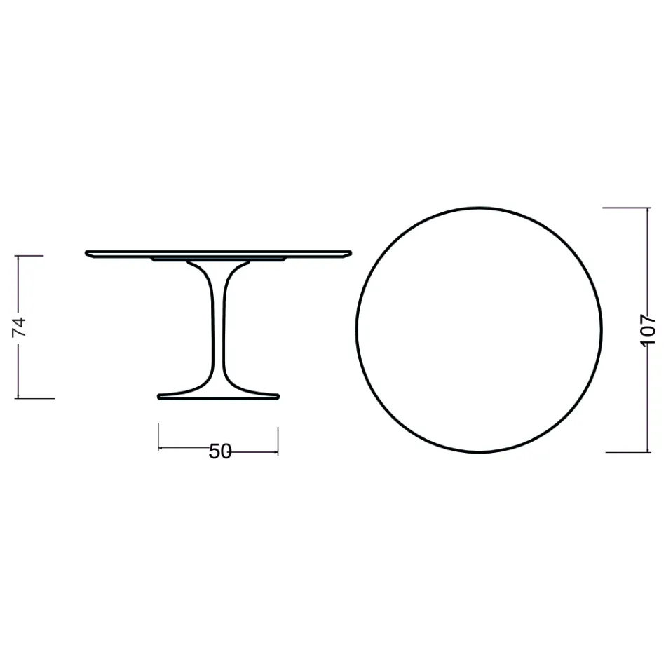 Eero Saarinen Tulip Table H 73 Round in Oak Stained Light Walnut Made in Italy - Scarlet Viadurini