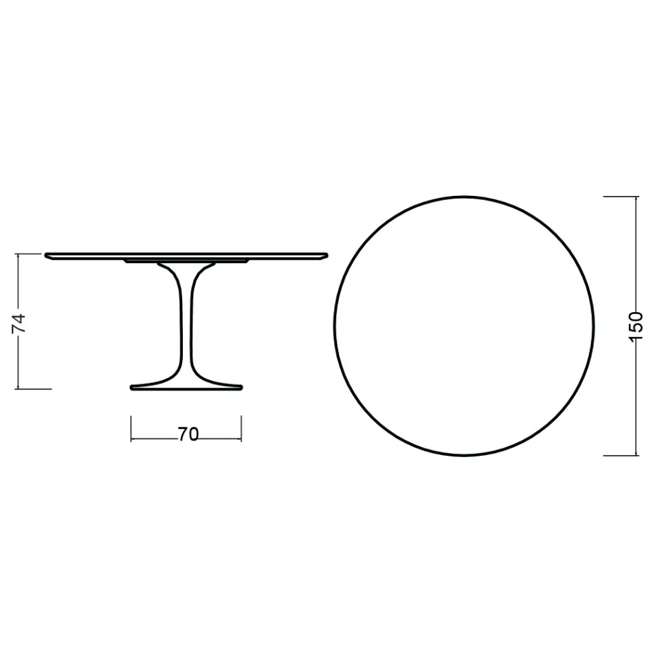 Eero Saarinen Tulip Table H 73 Round in Oak Stained Light Walnut Made in Italy - Scarlet Viadurini