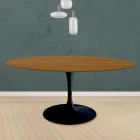 Eero Saarinen Tulip Table H 73 Round in Oak Stained Light Walnut Made in Italy - Scarlet Viadurini