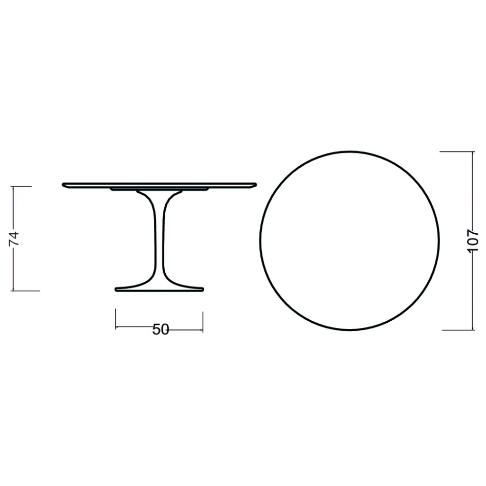 Eero Saarinen Tulip Table H 73 Round in Dark Walnut Stained Oak Made in Italy - Scarlet Viadurini