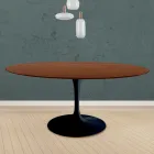 Eero Saarinen Tulip Table H 73 Round in Dark Walnut Stained Oak Made in Italy - Scarlet Viadurini