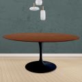 Eero Saarinen Tulip Table H 74 Round in Dark Walnut Stained Oak Made in Italy - Scarlet