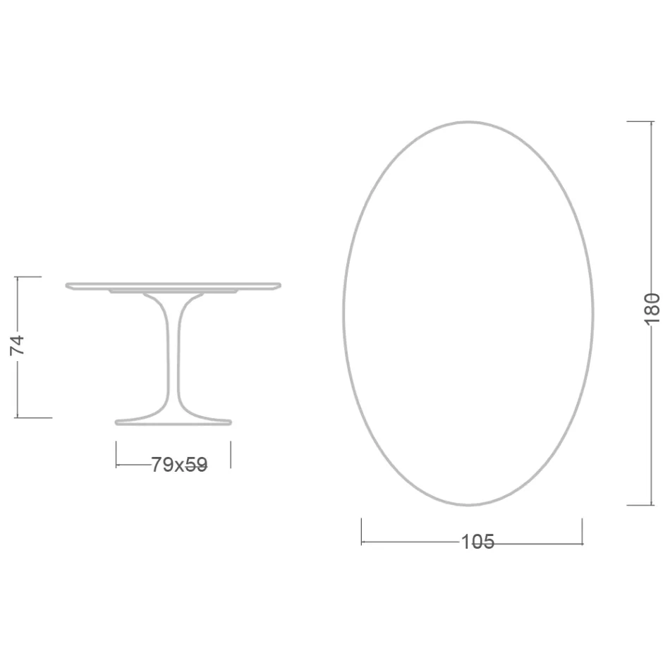 Eero Saarinen Tulip Table H 74 with Oval Top in Arabescato Marble Made in Italy - Scarlet Viadurini