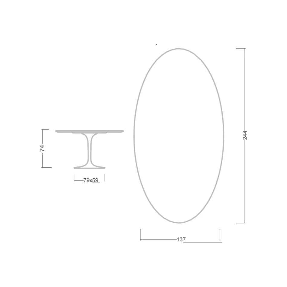 Eero Saarinen Tulip Table H 74 with Oval Top in Arabescato Marble Made in Italy - Scarlet Viadurini