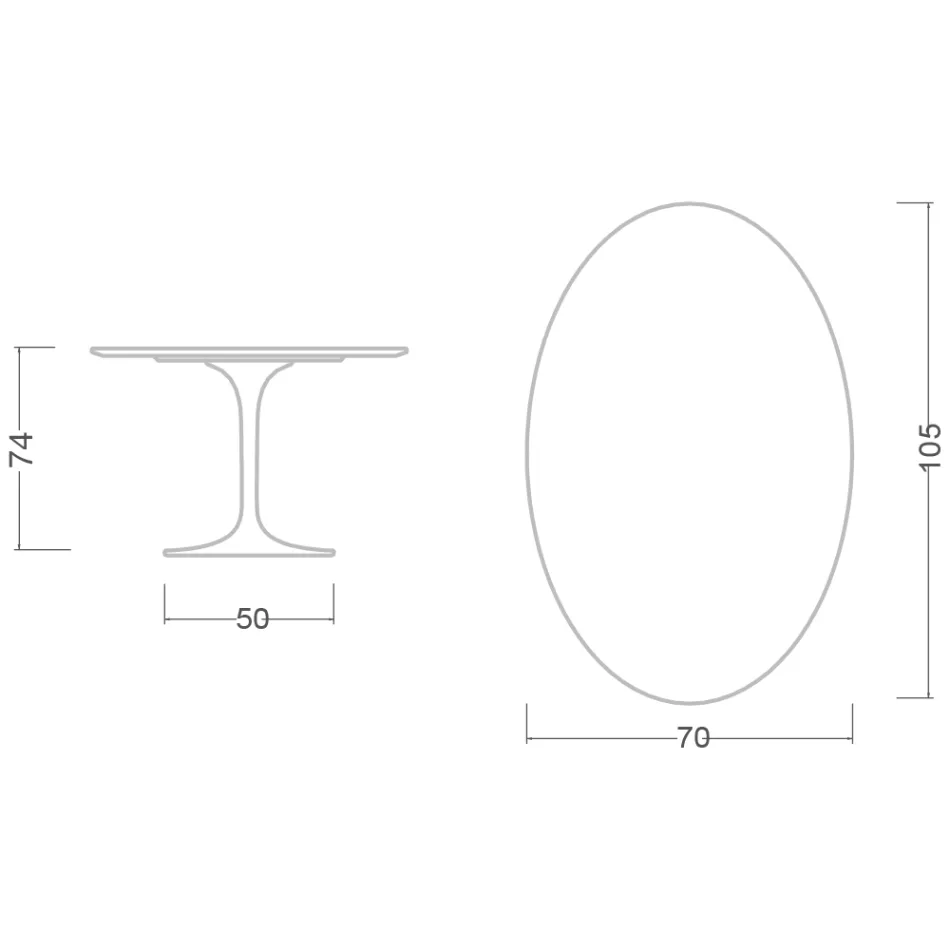 Eero Saarinen Tulip Table H 74 with Oval Top in Arabescato Marble Made in Italy - Scarlet Viadurini