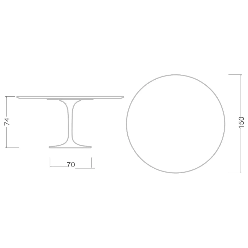 Eero Saarinen Tulip Table H 74 with Round Top in Carrara Statuarietto Marble - Scarlet Viadurini