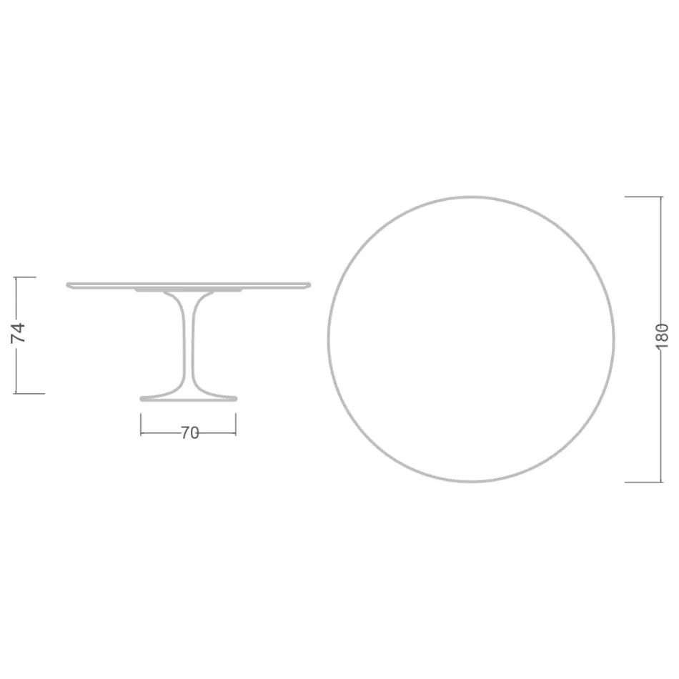 Eero Saarinen Tulip Table H 74 with Round Top in Carrara Statuarietto Marble - Scarlet Viadurini