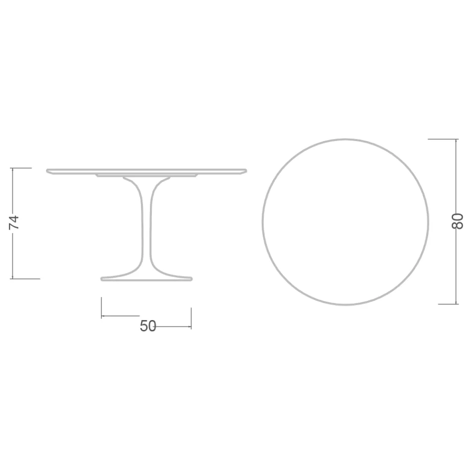 Eero Saarinen Tulip Table H 74 in Aura 22 Ceramic Made in Italy - Scarlet Viadurini