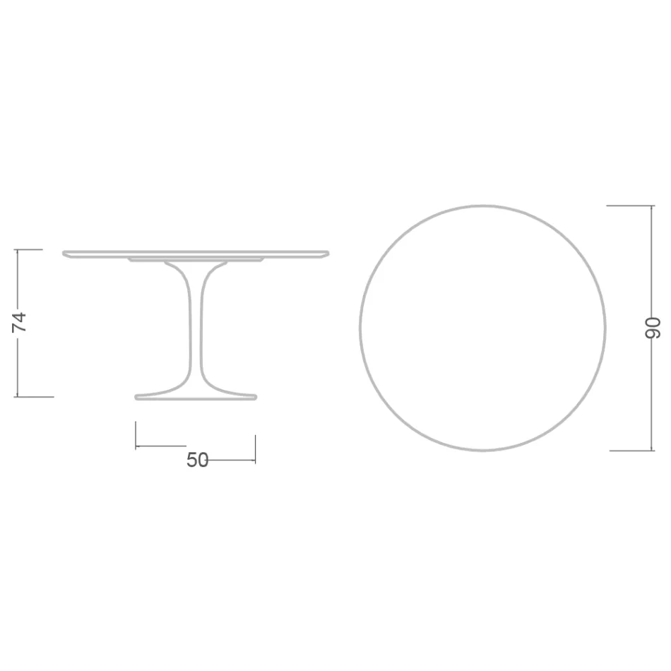 Eero Saarinen Tulip Table H 74 in Domoos Ceramic Made in Italy - Scarlet Viadurini