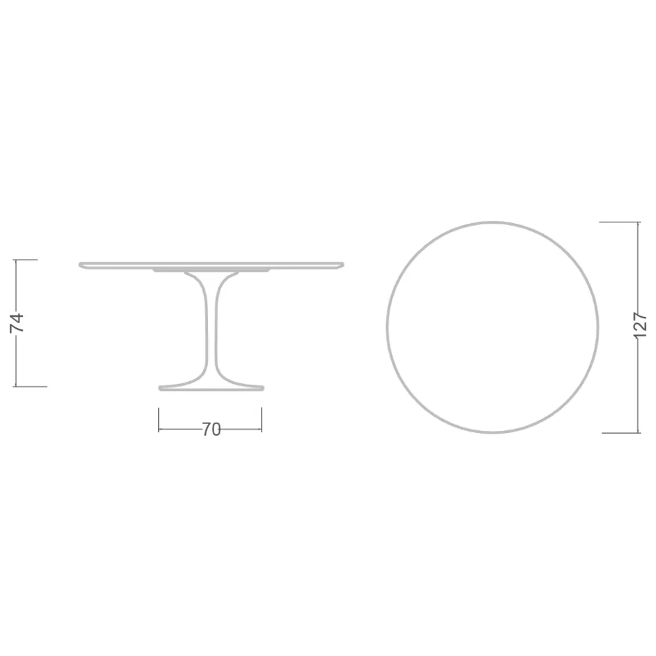 Eero Saarinen Tulip Table H 74 in Domoos Ceramic Made in Italy - Scarlet Viadurini