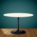 Eero Saarinen Tulip Table H 74 in Moonè Ceramic Made in Italy - Scarlet