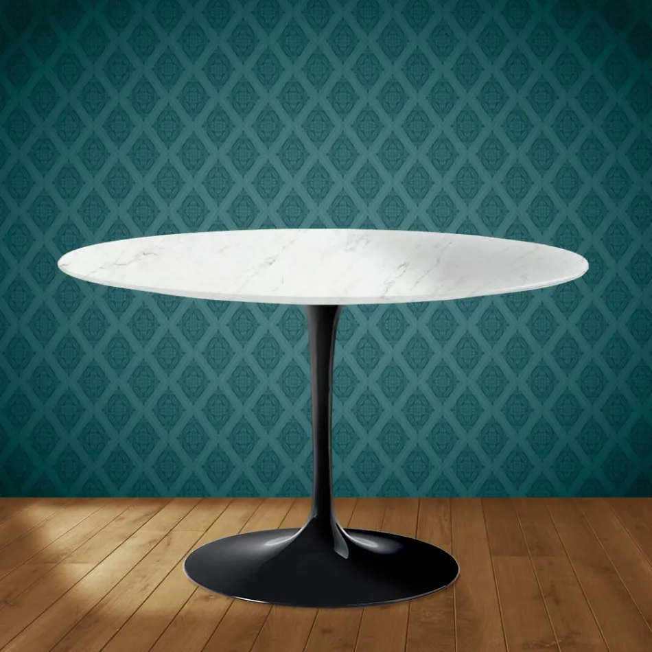 Eero Saarinen Tulip Table H 74 in Salina Ceramic Made in Italy - Scarlet Viadurini