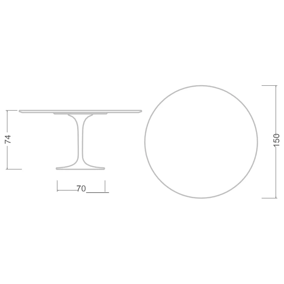 Eero Saarinen H 74 Tulip Table in Gold Calacatta Marble Made in Italy - Scarlet Viadurini