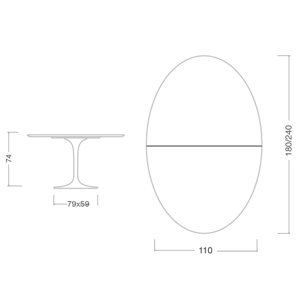 Eero Saarinen Tulip Table H 74 Oval Extendable in Black Liquid Laminate - Scarlet Viadurini