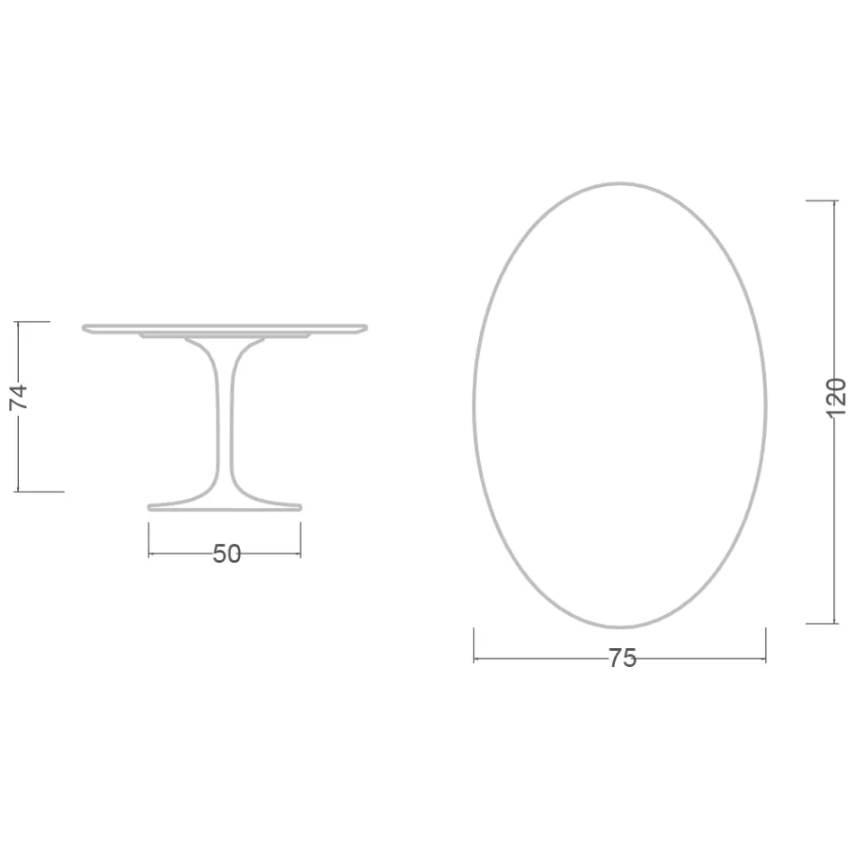 Eero Saarinen Tulip Table H 74 Oval in Domoos Ceramic Made in Italy - Scarlet Viadurini