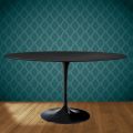 Eero Saarinen Tulip Table H 74 Oval in Domoos Ceramic Made in Italy - Scarlet
