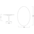 Eero Saarinen H 74 Oval Tulip Table in White Liquid Laminate Made in Italy - Scarlet Viadurini
