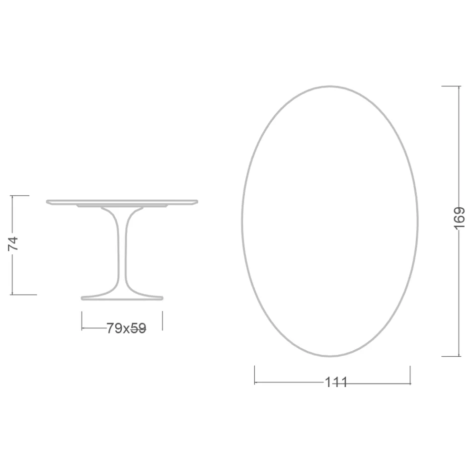 Tulip Table Eero Saarinen H 74 Oval in Black Liquid Laminate Made in Italy - Scarlet Viadurini
