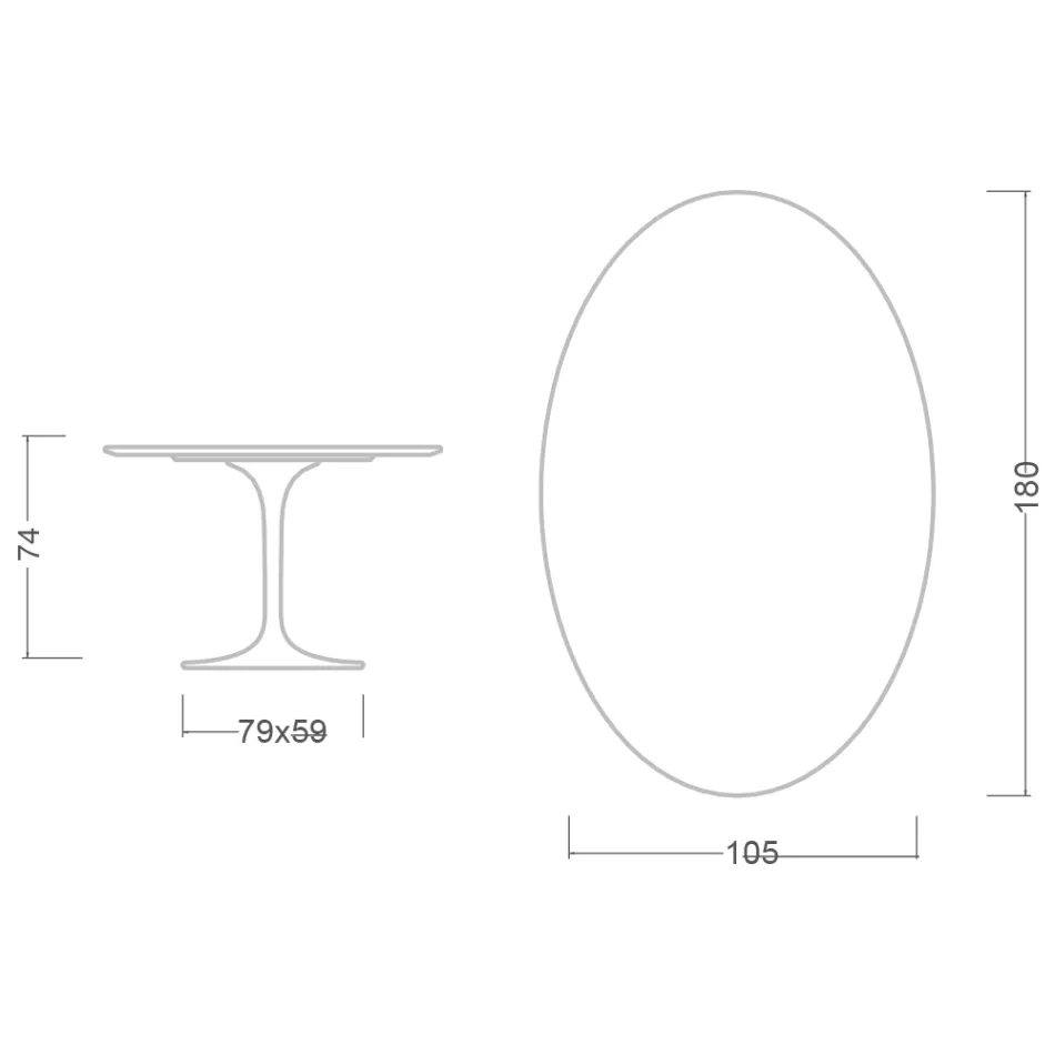 Eero Saarinen Tulip Table H 74 Oval in Dark Emperador Marble Made in Italy - Scarlet Viadurini