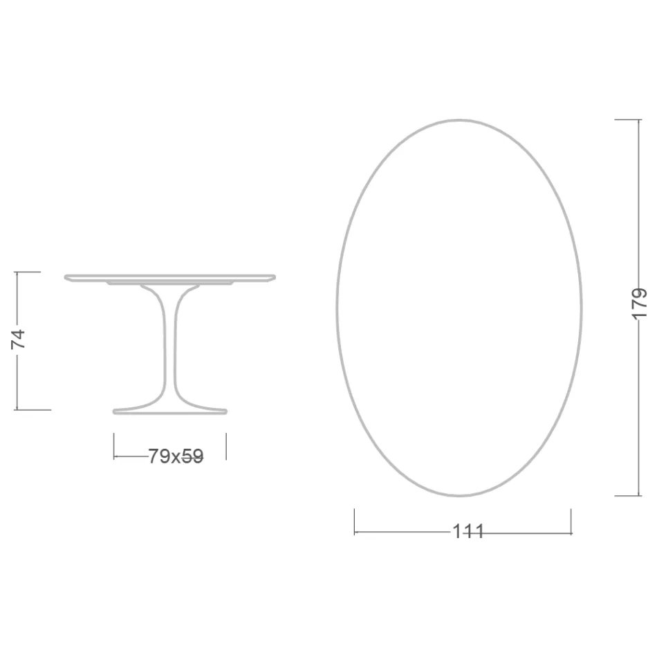 Eero Saarinen Tulip Table H 74 Oval in Black Marquinia Marble Made in Italy - Scarlet Viadurini