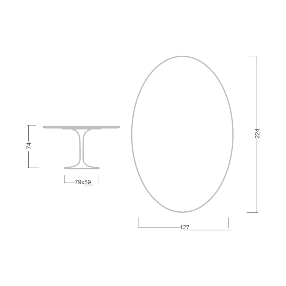 Eero Saarinen Tulip Table H 74 Oval in Black Marquinia Marble Made in Italy - Scarlet Viadurini