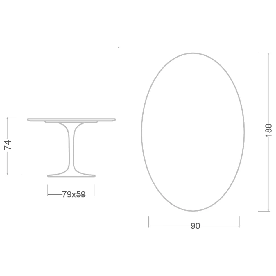 Eero Saarinen H 74 Oval Tulip Table in Green Alpi Marble Made in Italy - Scarlet Viadurini