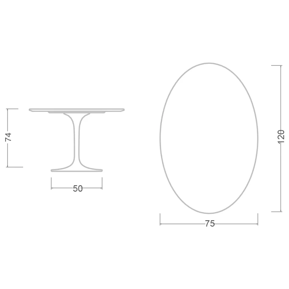Eero Saarinen H 74 Oval Tulip Table in Green Alpi Marble Made in Italy - Scarlet Viadurini