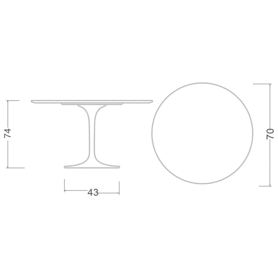 Eero Saarinen Tulip Table H 74 Round with Carrara Marble Top Made in Italy - Scarlet Viadurini