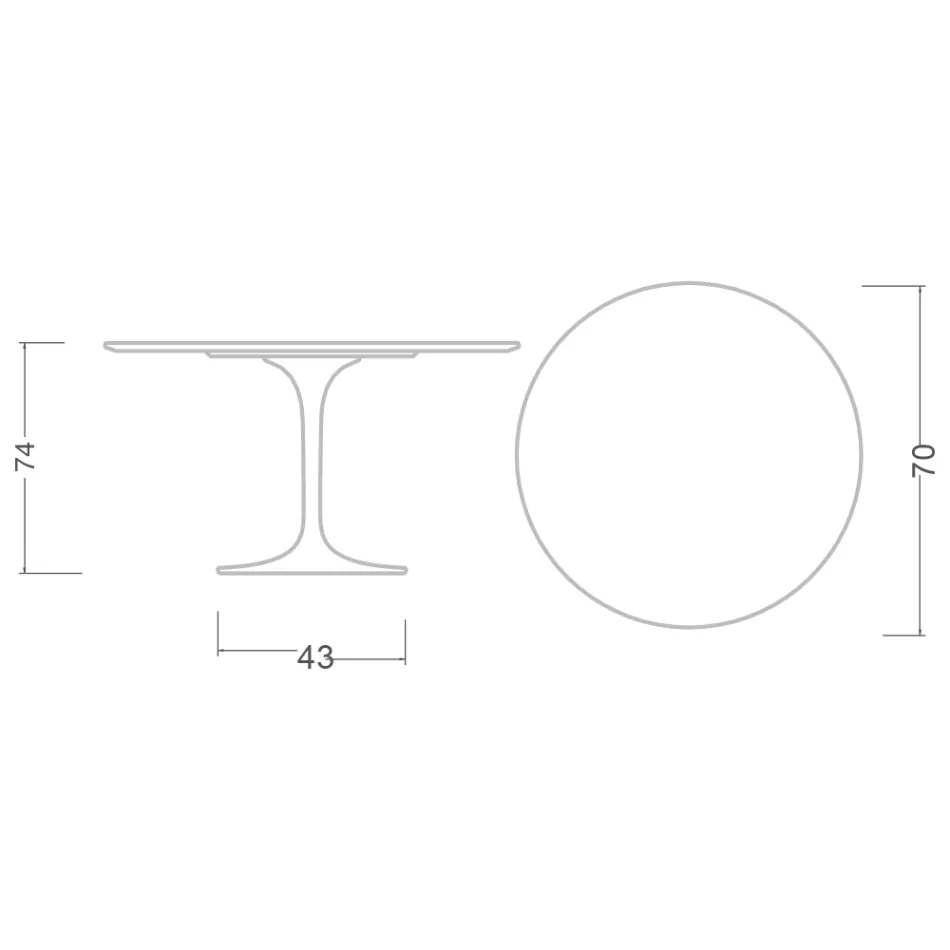 Eero Saarinen Tulip Table H 74 Round in Moonè Ceramic Made in Italy - Scarlet Viadurini