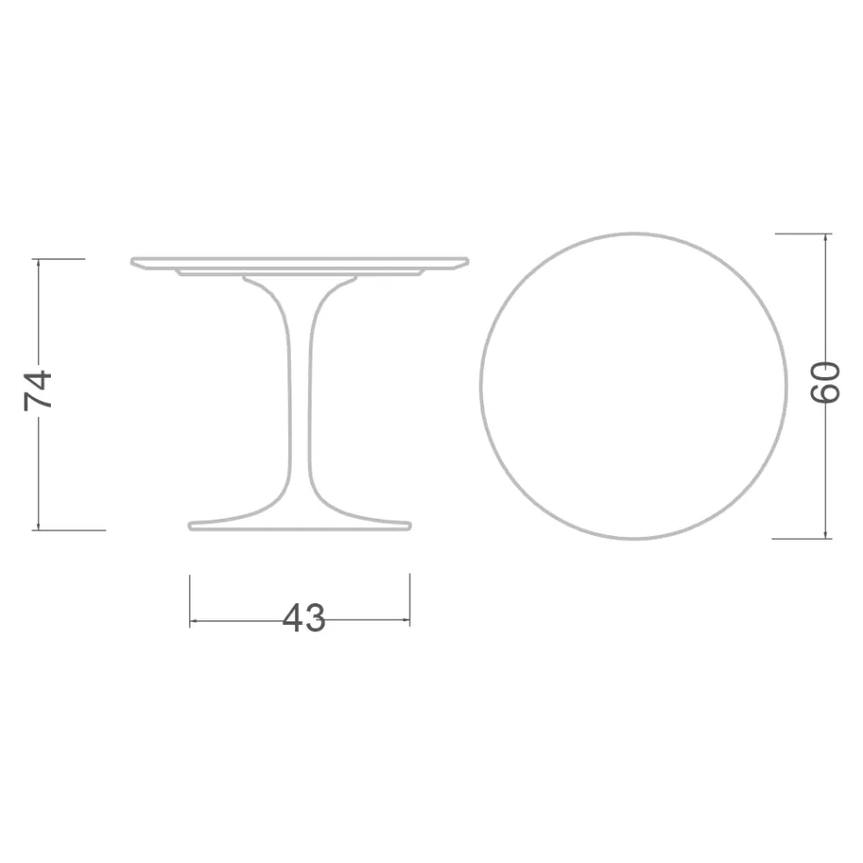 Eero Saarinen Tulip Table H 74 Round in Dark Emperador Marble Made in Italy - Scarlet Viadurini
