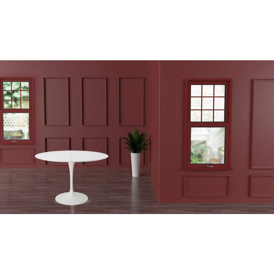 Tulip Table Saarinen H 73 Extendable in White Liquid Laminate Made in Italy - Scarlet Viadurini