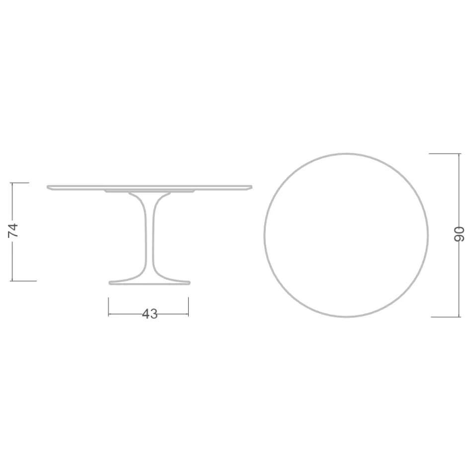 Tulip Table Saarinen H 73 Round Ceramic Statuario Altissimo Made in Italy - Scarlet Viadurini