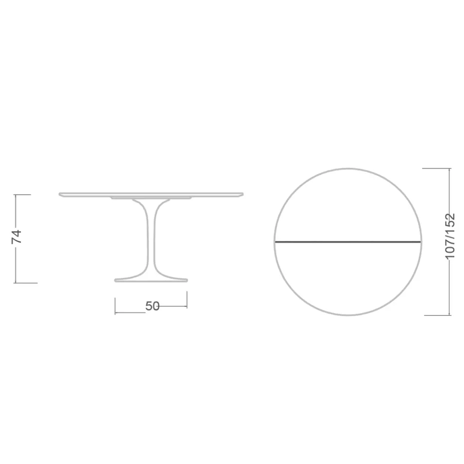 Saarinen Tulip Table H 74 Extendable in Black Liquid Laminate Made in Italy - Scarlet Viadurini