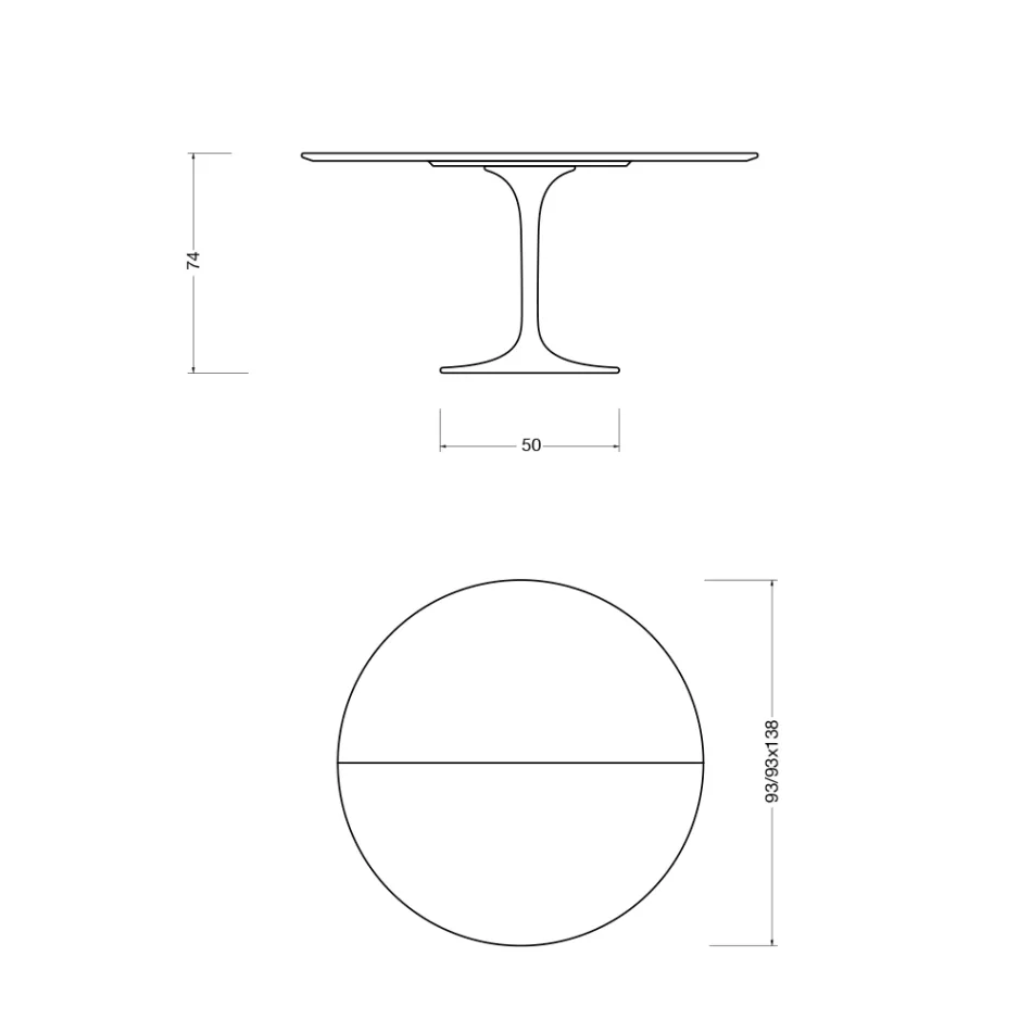 Saarinen Tulip Table H 74 Extendable in Black Liquid Laminate Made in Italy - Scarlet Viadurini