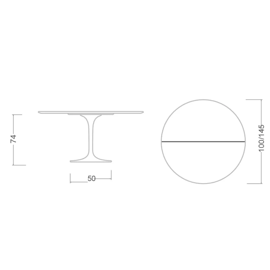Saarinen Tulip Table H 74 Extendable in Black Liquid Laminate Made in Italy - Scarlet Viadurini