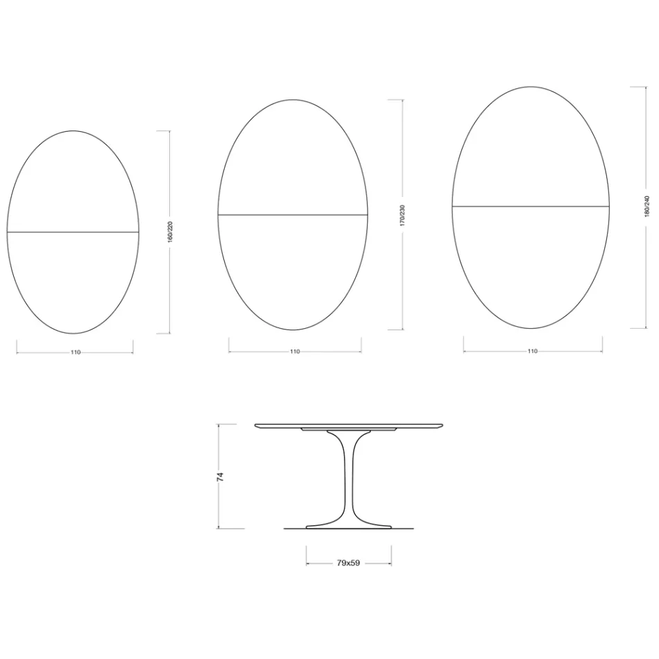Saarinen Tulip Table H 74 cm Extendable in Florim Ceramic Gloss White - Scarlet Viadurini
