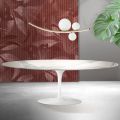 Saarinen Tulip Table H 74 cm Extendable in Florim Statuario Matte Ceramic - Scarlet