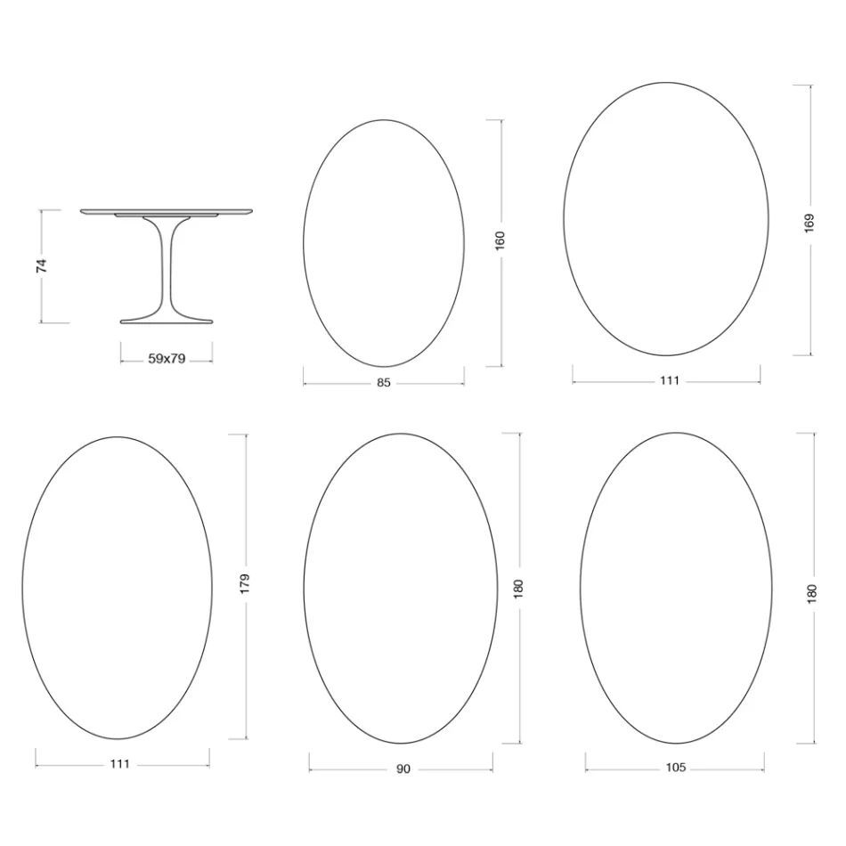 Saarinen Tulip Table H 74 cm in White Florim Ceramic - Scarlet Viadurini